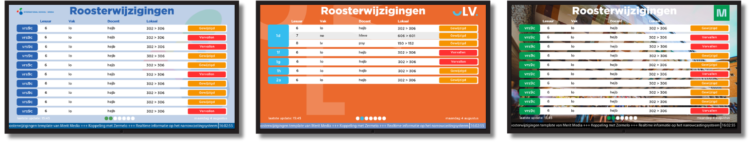 Drie voorbeelden van de roosterwijzigingen template