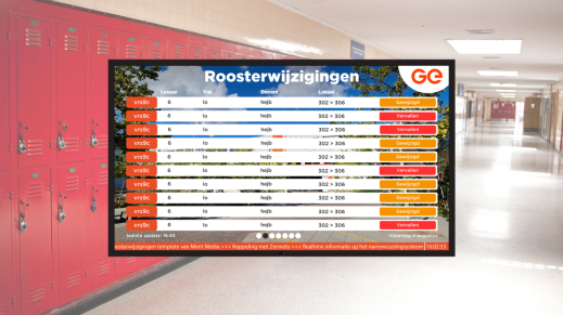 Voorbeeld van een roosterwijzigingen-template in de huisstijl van Graaf Engelbrecht