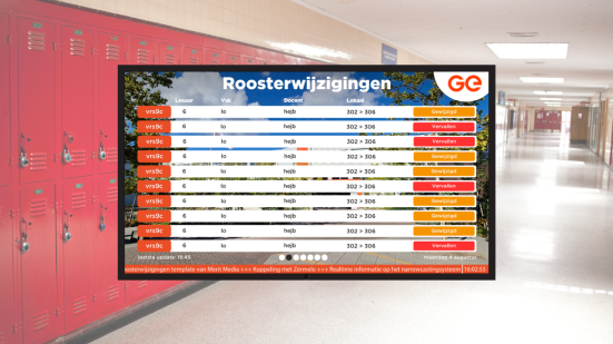 Voorbeeld van een roosterwijzigingen-template in de huisstijl van Graaf Engelbrecht